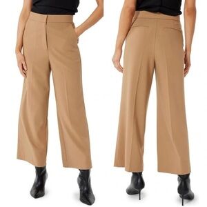Sophie Rue Hylan Wide Leg Crop Pants Trousers High Rise Office in Tan Size M